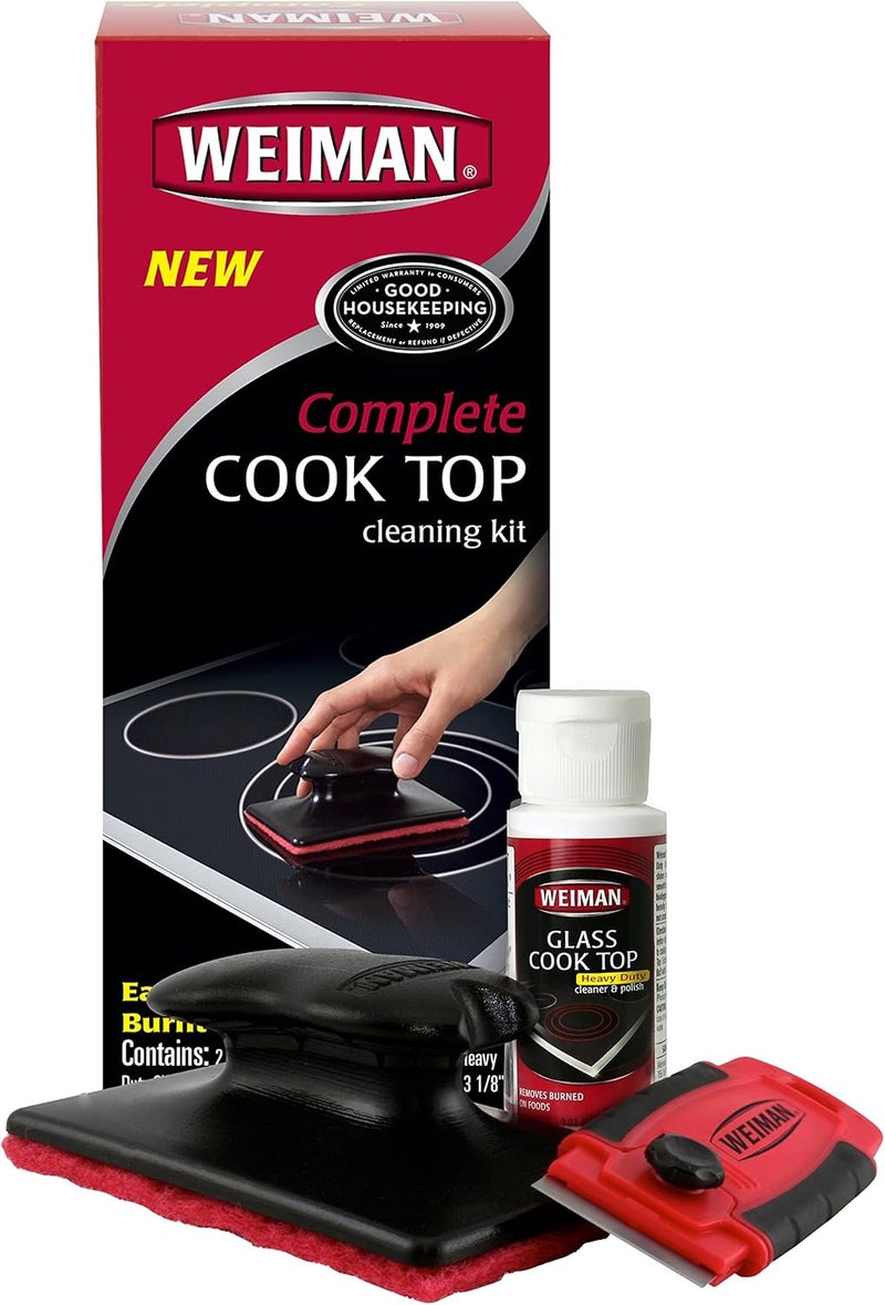 Complete Cook Top Cleaning Kit - Cook Top Cleaner and Polish 2 oz, Scrubbing Pad, Cleaning Tool, Cook Top Razor Scraper - Image 1