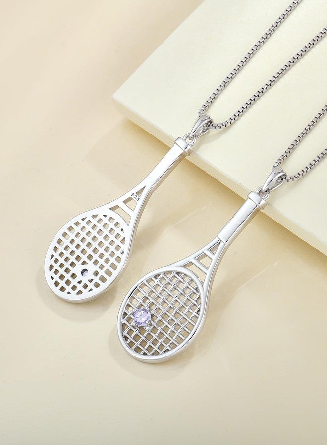 YL Tennis Racquet Pendant Necklace 925 Sterling Silver Created Alexandrite Sports Jewelry for Women Men - Image 5