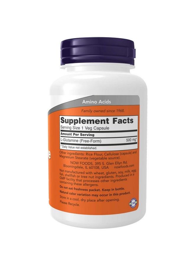 now Supplements Lglutamine 500 Mg Nitrogen Transporter* Amino Acid 120 Veg Capsules  - Image 3