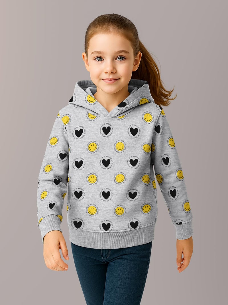 HELLCAT Trendy Cotton Blend Hoodie Sweatshirt for Girls - Pack of 2_Yellow, Grey Melange_3-4Years - Image 3