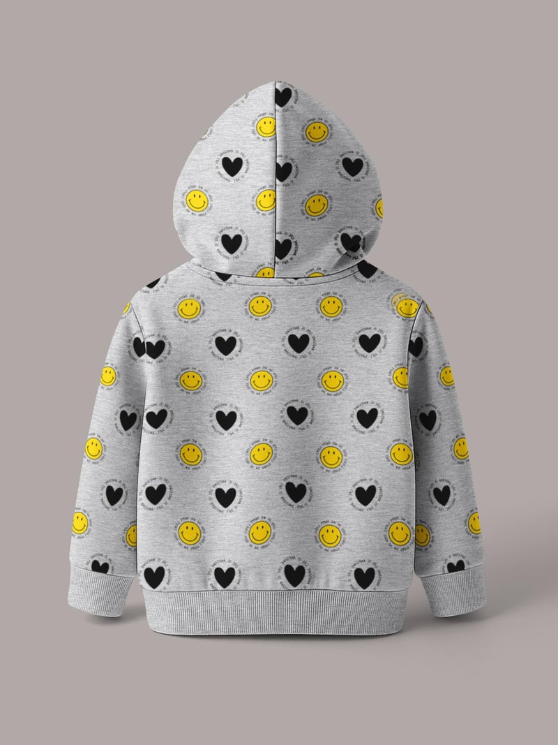 HELLCAT Trendy Cotton Blend Hoodie Sweatshirt for Girls - Pack of 2_Yellow, Grey Melange_3-4Years - Image 4