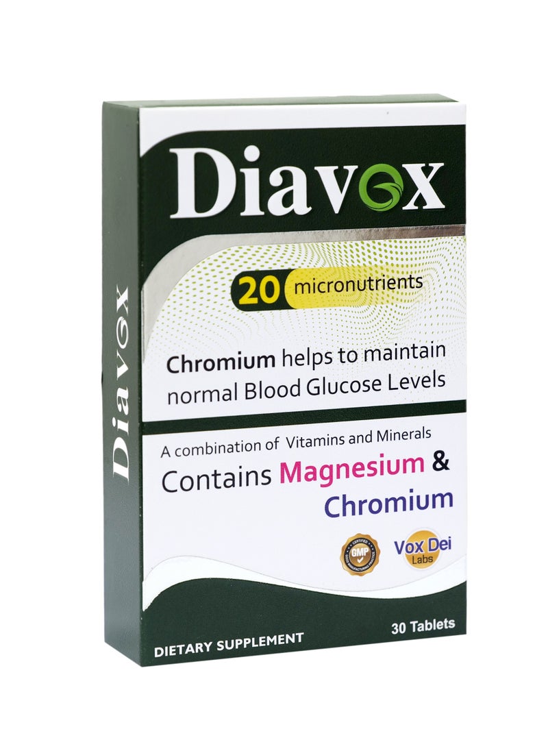 Vox Dei Labs Diavox Tablets –  Formula for Diabetics | Essential Vitamins & Minerals | 30 Tablets.  - Image 1