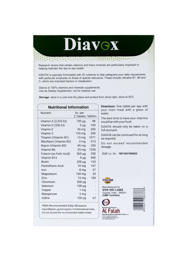 Vox Dei Labs Diavox Tablets –  Formula for Diabetics | Essential Vitamins & Minerals | 30 Tablets.  - Image 2