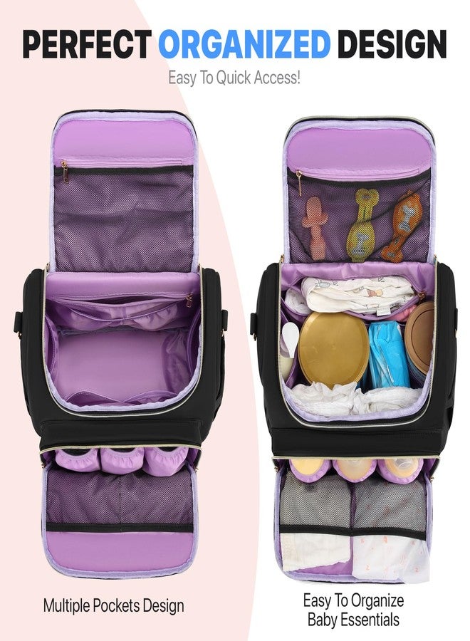 aocrin Diaper Bag Backpack, 4 in 1 Convertible Baby Travel Backpacks, Diaper Bag with Changing Pad Diaper bag, Baby Bag for Mom, Insulated Pockets, Stroller Straps, Black - Image 5