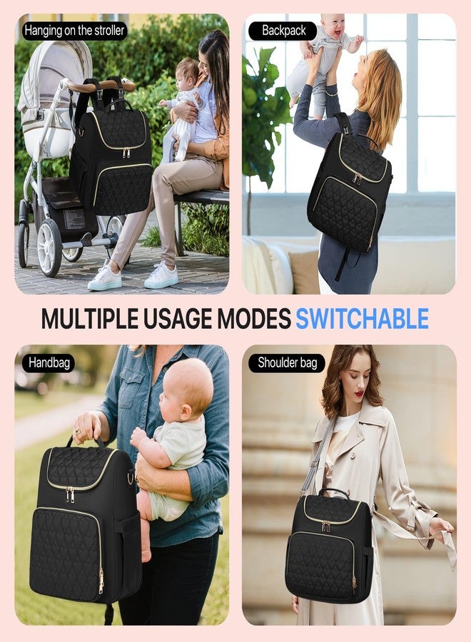 aocrin Diaper Bag Backpack, 4 in 1 Convertible Baby Travel Backpacks, Diaper Bag with Changing Pad Diaper bag, Baby Bag for Mom, Insulated Pockets, Stroller Straps, Black - Image 3