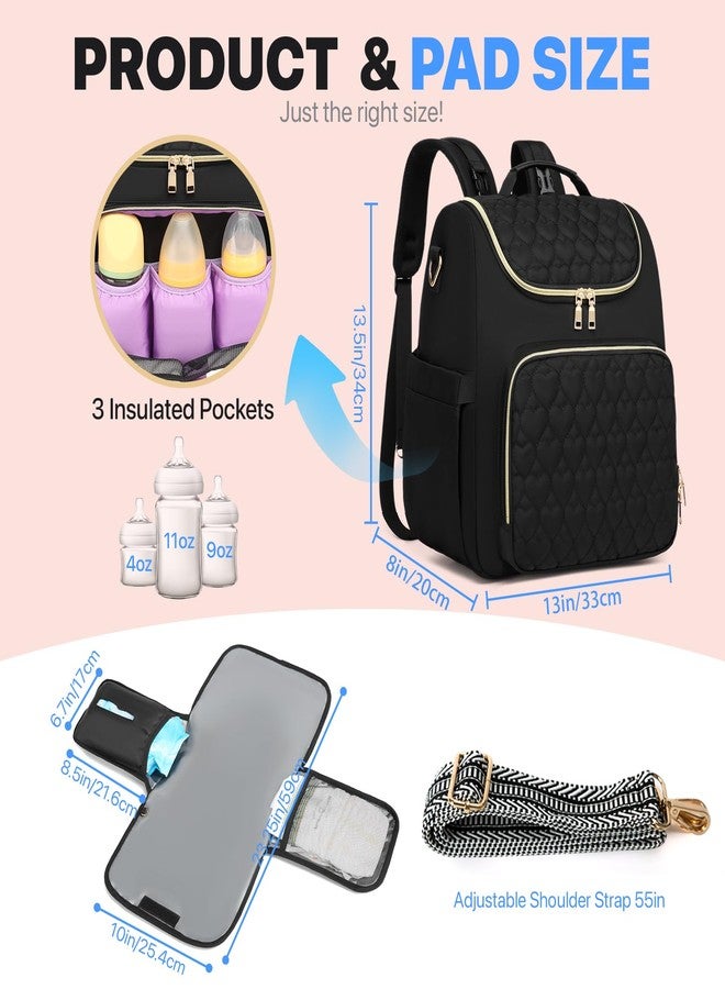 aocrin Diaper Bag Backpack, 4 in 1 Convertible Baby Travel Backpacks, Diaper Bag with Changing Pad Diaper bag, Baby Bag for Mom, Insulated Pockets, Stroller Straps, Black - Image 2