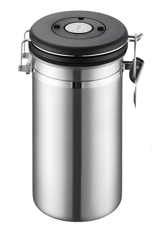 KESESU Container for Ground Coffee, Coffee Beans - Coffee Canister 1800 ml with Built in Valve Stainless Steel Airtight with Scoop, Storage for Beans, Grounds, Tea, Sugar (Set of 1) - Image 1