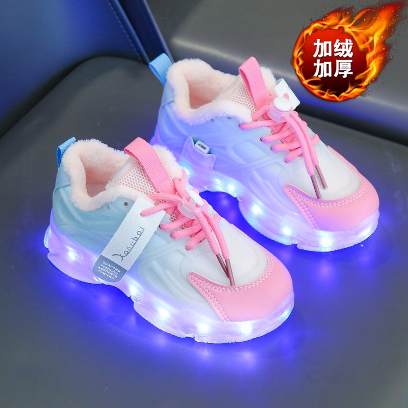 Rechargeable Luminous Shoes Colorful Children'S Light Shoes Boys And Girls With Light Shoes Fleece-Lined Warm Flashing Light Sneaker - Image 2