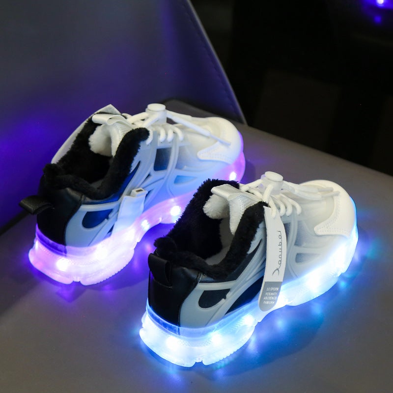 Rechargeable Luminous Shoes Colorful Children'S Light Shoes Boys And Girls With Light Shoes Fleece-Lined Warm Flashing Light Sneaker - Image 5