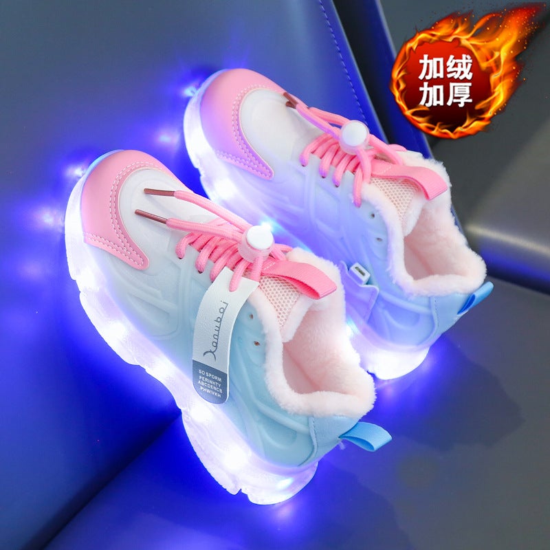 Rechargeable Luminous Shoes Colorful Children'S Light Shoes Boys And Girls With Light Shoes Fleece-Lined Warm Flashing Light Sneaker - Image 4