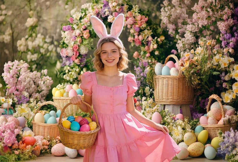 HMTFOTO 7x5ft Easter Backdrop Colorful Eggs Flowes Floral Background for Kids Newborns Birthday Parties Baby Showers Photo Booth Studio Props - Image 3