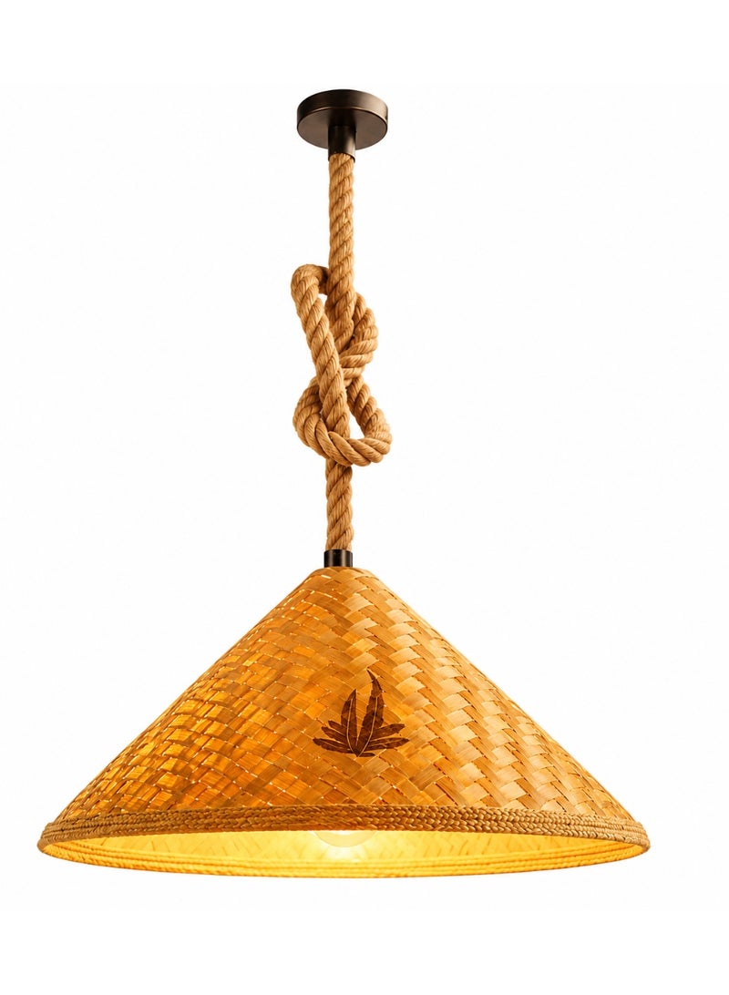 BAMBOO DECOR Pendant Light Ceiling Light Rope Adjustable Shape Vietnamese Style lamp shade Lighting Atmosphere Lamp For Living Room - Bedroom -Kitchen Countertop (100 CM - One Socket Lamp Shade) - Image 1