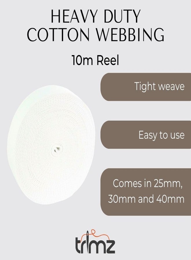 Trimz Trimit 10mtr roll of 40mm White Cotton Webbing, 17 x 17 x 4 cm - Image 3
