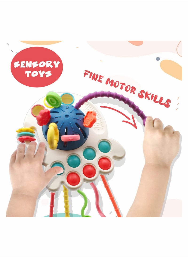 Y&D - Baby Montessori Toys for 18M+, SYOSI Sensory Push and Pull String Toys, Early Learning Activity Teether Toddlers 1-3, Fine Motor Skill Gift Babies (Octopus) - Image 1