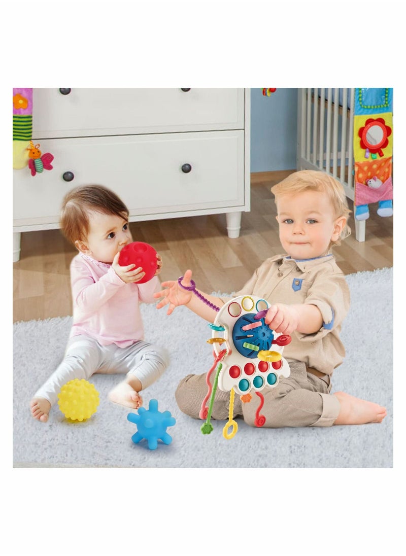 Y&D - Baby Montessori Toys for 18M+, SYOSI Sensory Push and Pull String Toys, Early Learning Activity Teether Toddlers 1-3, Fine Motor Skill Gift Babies (Octopus) - Image 1