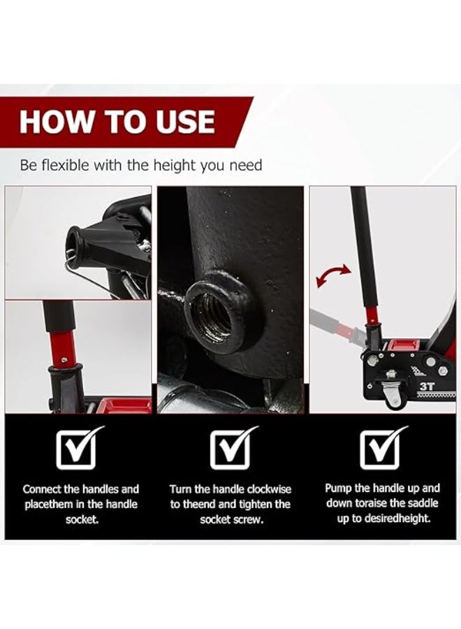 Professional Low Profile Steel Floor Jack - Heavy-Duty Racing Jack with Dual Piston Quick Lift - Includes Lug Wrench for Low-Clearance Vehicles - Image 3