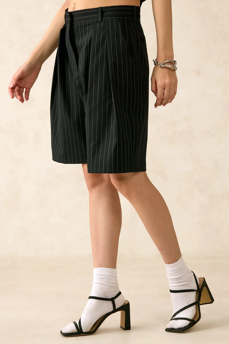 Virgio  Stripes Viscose Stretch Striped Pleated Culottes for Women for Women | Best Price UAE