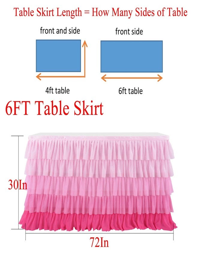HB HBB MAGIC Pink Tablecloth Tutu Table Skirt for Rectangle Tables 6ft Birthday Baby Shower Parties Wedding Girl Pricess Party Decorations - Image 4