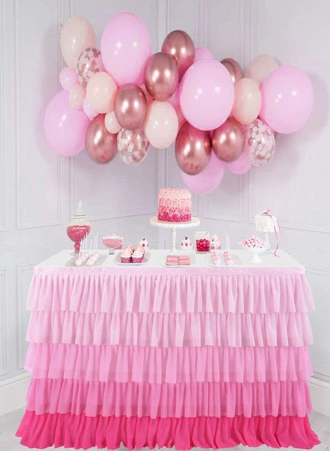 HB HBB MAGIC Pink Tablecloth Tutu Table Skirt for Rectangle Tables 6ft Birthday Baby Shower Parties Wedding Girl Pricess Party Decorations - Image 2