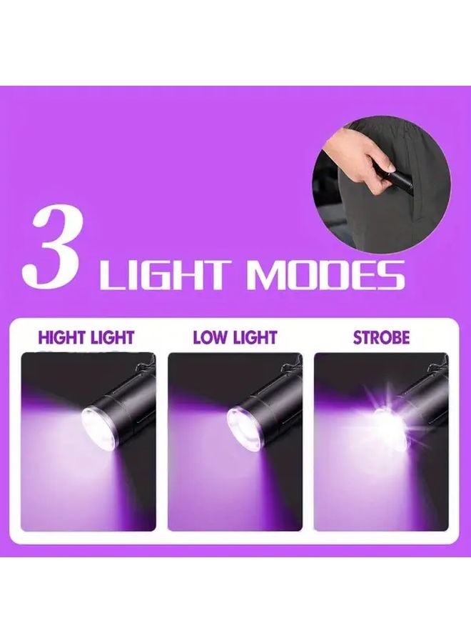 1 قطعة مصباح يدوي بالأشعة فوق البنفسجية قابلة لإعادة الشحن عبر USB 395 نانومتر ضوء أسود 3 أوضاع للكشف عن بول الحيوانات الأليفة - Image 5