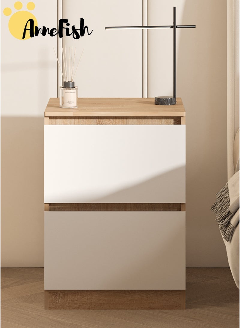 AnneFish 2PCS 40*40*55cm NightStand for Bedroom Rustic Side Table Simple Bedside End Table with 2 Storage Drawers For Home - Image 5