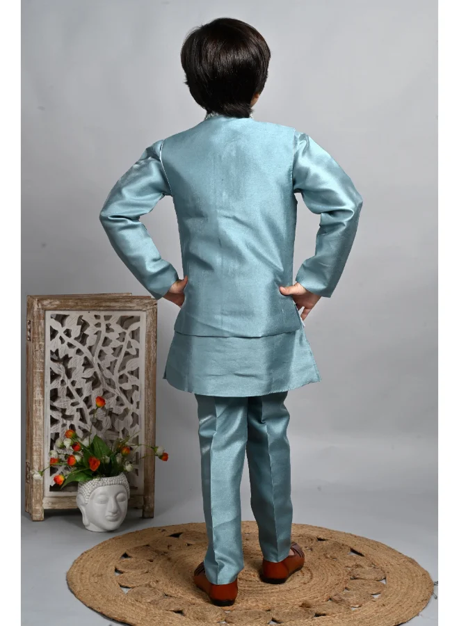 BT DEZINES Teal Blue Kurta Pyjama Set for Boys