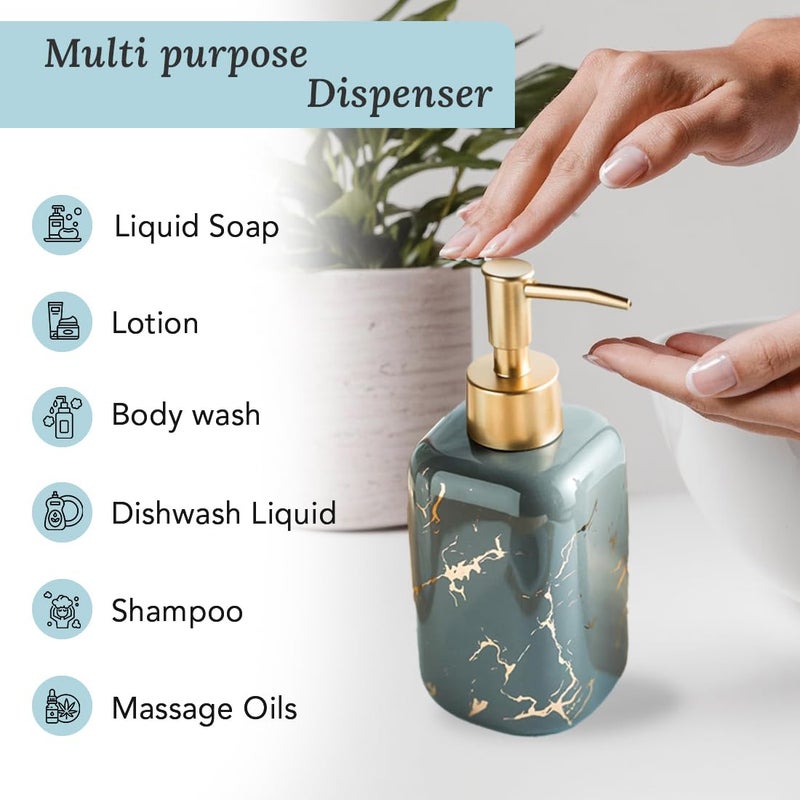 Ekhasa Ceramic Handwash Dispenser Bottle (300 ml) (Grey) | Liquid Soap Dispenser for Bathroom, Wash Basin and Kitchen | Bathroom Sanitizer, Lotion, Shampoo Dispenser | Hand Wash Dispensers Pump - Image 4