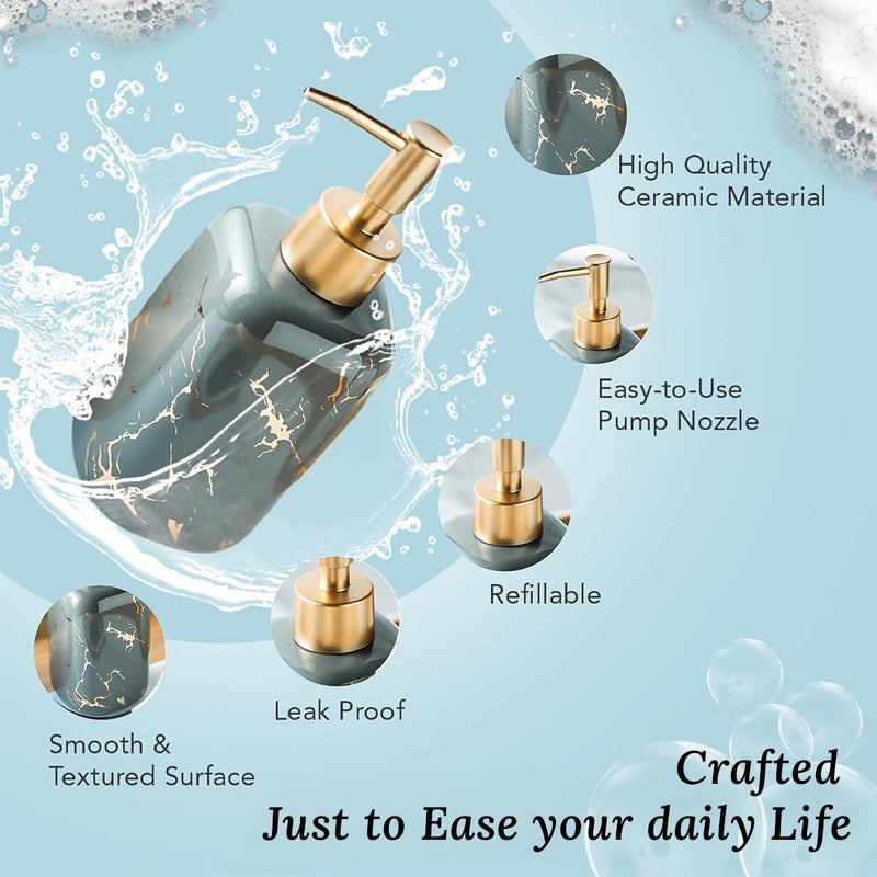 Ekhasa Ceramic Handwash Dispenser Bottle (300 ml) (Grey) | Liquid Soap Dispenser for Bathroom, Wash Basin and Kitchen | Bathroom Sanitizer, Lotion, Shampoo Dispenser | Hand Wash Dispensers Pump - Image 3