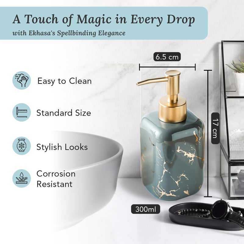 Ekhasa Ceramic Handwash Dispenser Bottle (300 ml) (Grey) | Liquid Soap Dispenser for Bathroom, Wash Basin and Kitchen | Bathroom Sanitizer, Lotion, Shampoo Dispenser | Hand Wash Dispensers Pump - Image 2