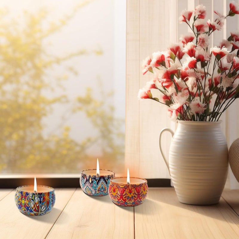 SCIENISH Scented Candles Gift Set Aromatherapy Candle Smokeless with Natural Soy Wax, 9pcs Portable Relaxing Travel Tin Candle Various Fragrances Jar Candles for Bath Yoga Sleep Festival Wedding Party Gifts - Image 4