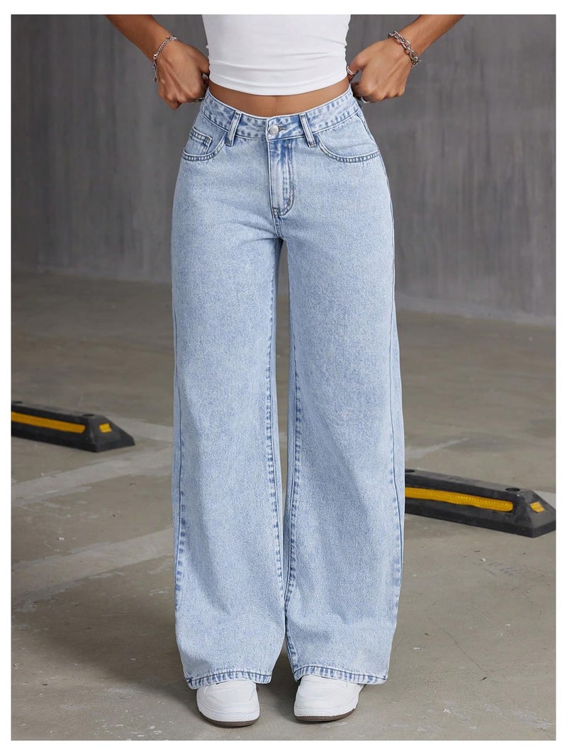 Floerns Women's Bowknot Embroidery Jeans Y2k Straight Leg Boyfriend Denim Pants Light Wash - Image 2