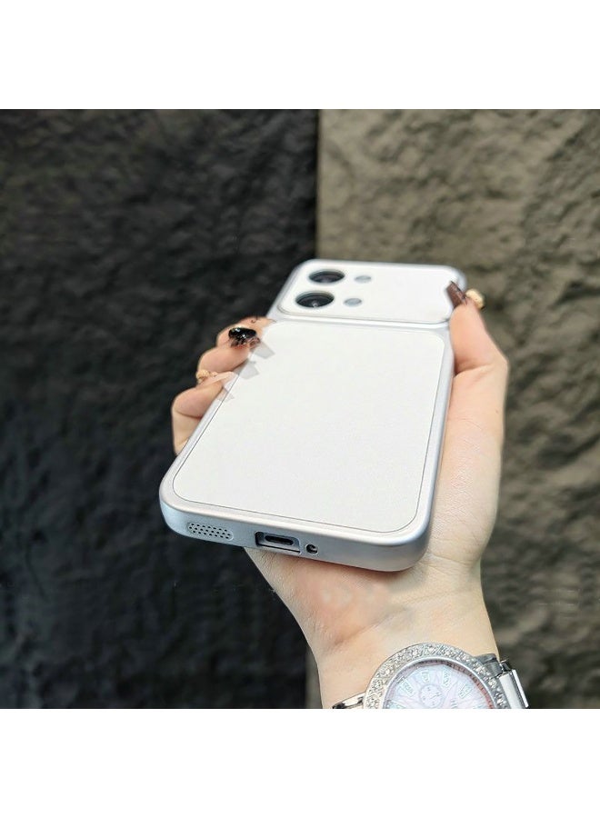 متوافق مع الغطاء الخلفي لهاتف Poco X8 Pro Max، مصنوع من الجلد الصناعي بنسيج الليتشي، بتصميم نافذة كبيرة، وإطار ناعم مطلي بالكهرباء، مع حماية للعدسة، ومقاومة للأوساخ - Image 5