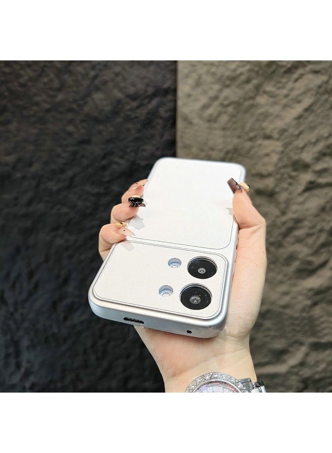 متوافق مع الغطاء الخلفي لهاتف Poco X8 Pro Max، مصنوع من الجلد الصناعي بنسيج الليتشي، بتصميم نافذة كبيرة، وإطار ناعم مطلي بالكهرباء، مع حماية للعدسة، ومقاومة للأوساخ - Image 4