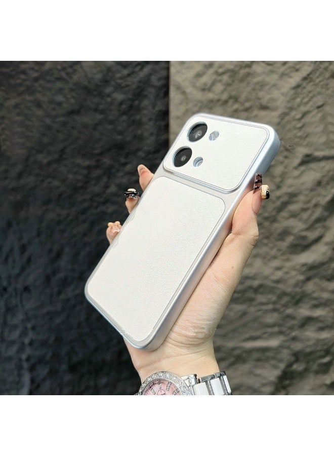 متوافق مع الغطاء الخلفي لهاتف Poco X8 Pro Max، مصنوع من الجلد الصناعي بنسيج الليتشي، بتصميم نافذة كبيرة، وإطار ناعم مطلي بالكهرباء، مع حماية للعدسة، ومقاومة للأوساخ - Image 3
