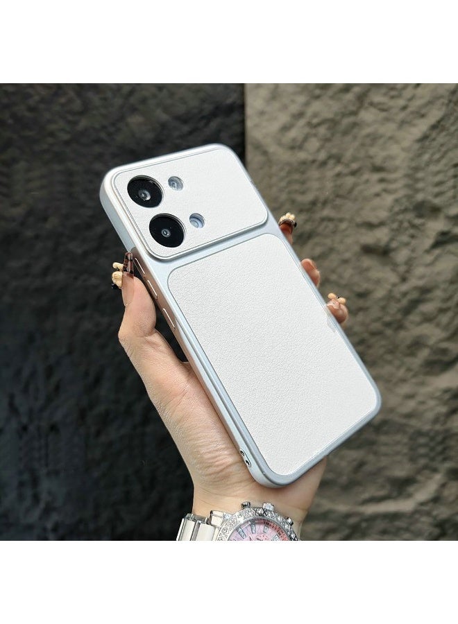 متوافق مع الغطاء الخلفي لهاتف Poco X8 Pro Max، مصنوع من الجلد الصناعي بنسيج الليتشي، بتصميم نافذة كبيرة، وإطار ناعم مطلي بالكهرباء، مع حماية للعدسة، ومقاومة للأوساخ - Image 1