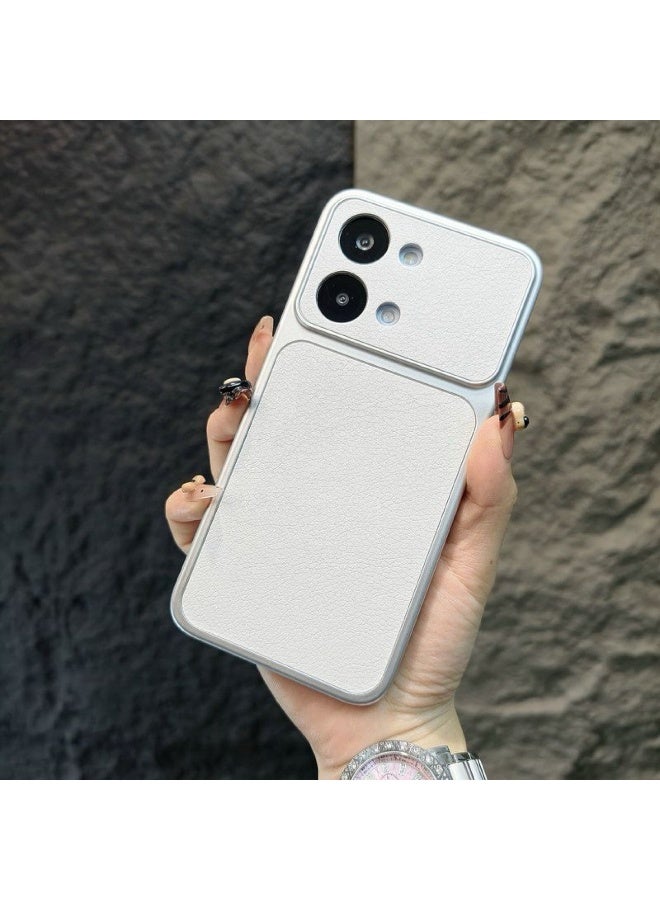 متوافق مع الغطاء الخلفي لهاتف Poco X8 Pro Max، مصنوع من الجلد الصناعي بنسيج الليتشي، بتصميم نافذة كبيرة، وإطار ناعم مطلي بالكهرباء، مع حماية للعدسة، ومقاومة للأوساخ - Image 2
