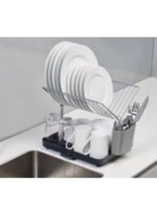 Stainless steel Dish Rack and Drain Board Set with Cutlery Organizer Drainer Drying Tray, Large, Practical Stylish - Image 2
