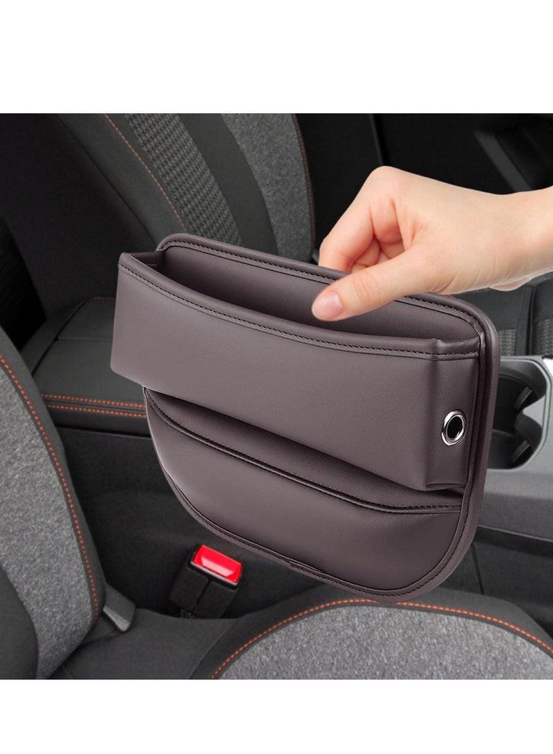 Leather Car Seat Gap Filler and Storage Box, Interior Side Organizer for Phone, Glasses, Card, and Keys - Automotive Accessories for Small Items - Image 1