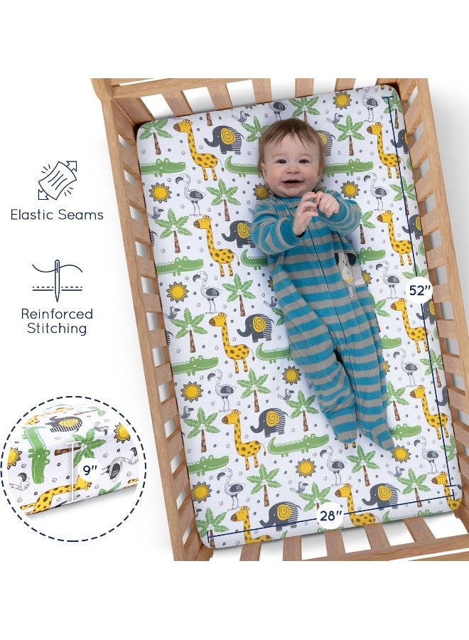 GrowWILD GROW WILD Crib Sheets for Boys | Baby Crib Sheets (3 Pack), Safari Crib Mattress Sheet or Toddler Bed Sheet, Elephant Baby Sheet  - Image 4