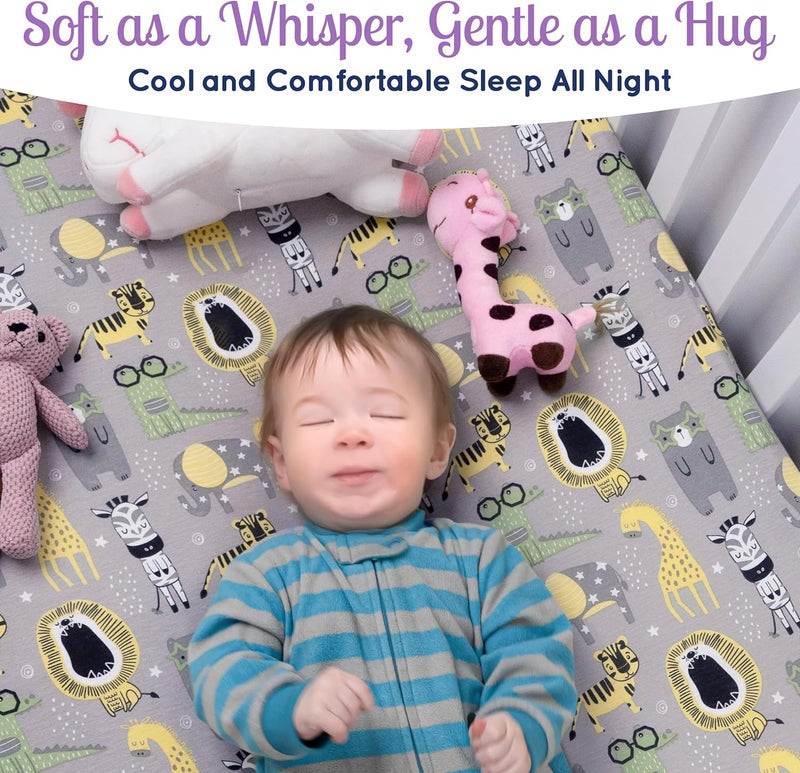 GrowWILD GROW WILD Crib Sheets for Boys | Baby Crib Sheets (3 Pack), Safari Crib Mattress Sheet or Toddler Bed Sheet, Elephant Baby Sheet - Image 5