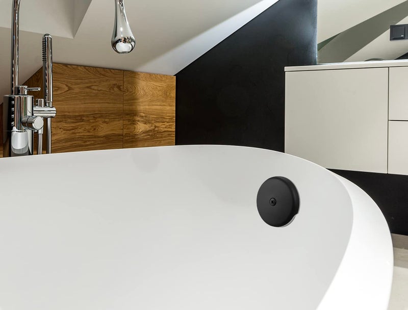CalcMetal Single Hole Bathtub Drain Overflow Plate with One Matching Screws, Easy to Install, Matte Black - Image 3