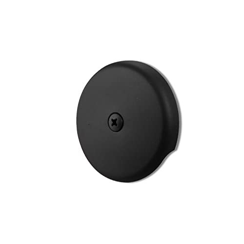 CalcMetal Single Hole Bathtub Drain Overflow Plate with One Matching Screws, Easy to Install, Matte Black - Image 1