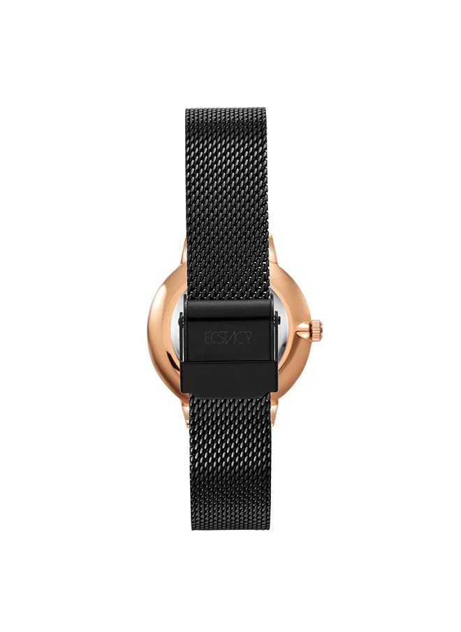 ECSTACY ECSTACY Women's Analog Black Pattern  Dial Watch - E23502-KMBB