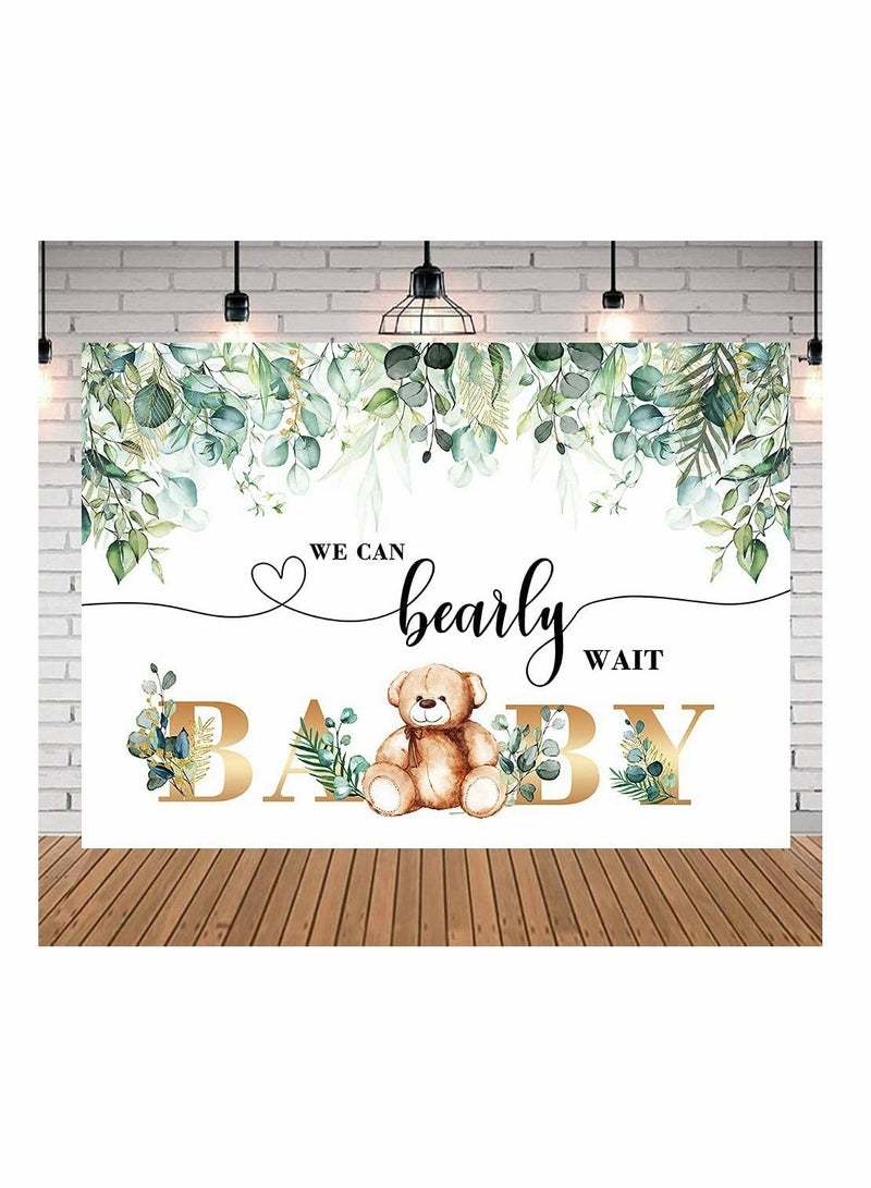واي آند دي Bear Baby Shower Backdrop We Can Bearly Wait Photography Background Eucalyptus Leaves Watercolor Floral Cake Table Decoration Birthday Party - Image 4