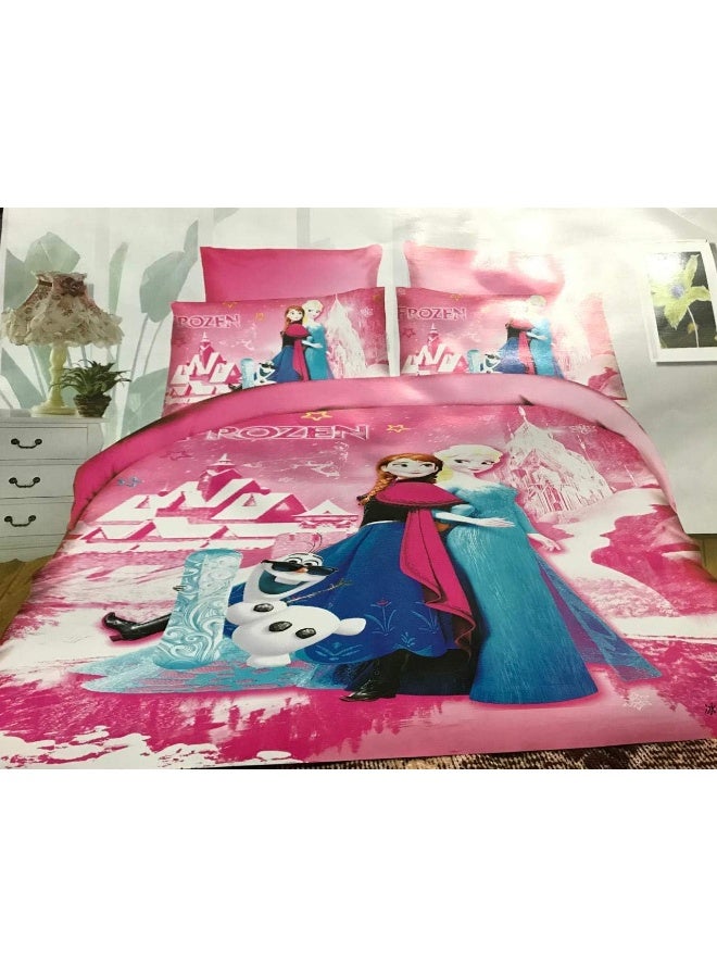 Starstorm Starstorm_3 Pieces Kids Fitted Single Bed sheet and Blanket Set_Frozen Cartoon Design 