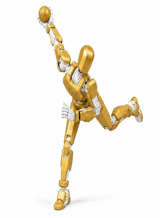 DOOZLE Titan 13 Cricket Edition Action Figure, Dummy 13 T13 Lucky Humanoid Robot with Cricket Bat, Multi-Joint Articulated Collectible Figure for Desk Display (Gold & White Edition) - Image 2