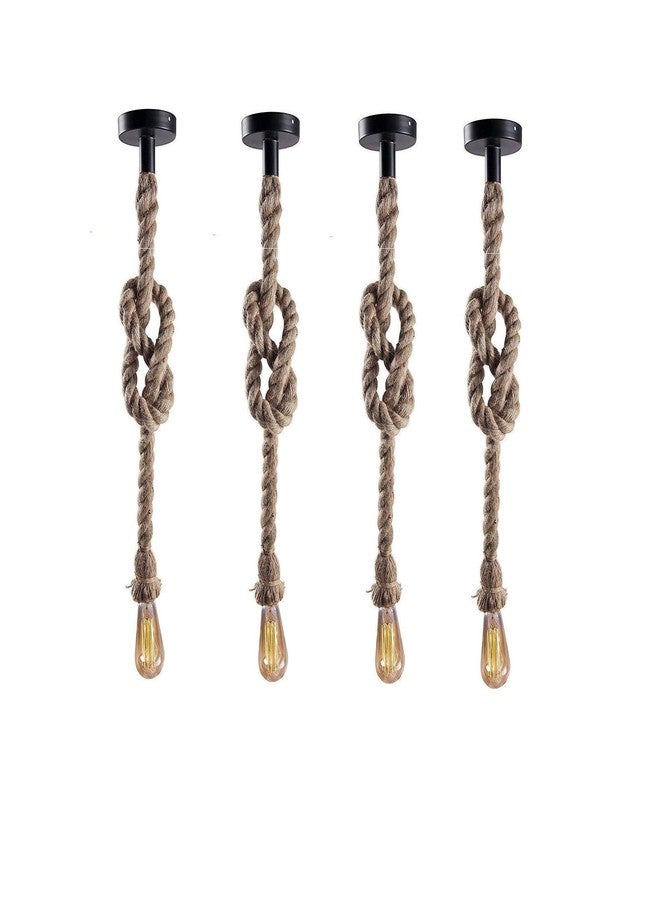VELOCIOUS® Vintage Pendant Jute Rope Hanging Lamp Ceiling LED Light 40 Watts for Home Decoration Living Room/Hall/Balcony/Restaurant Bar Lighting (Bulb not Included) Pack of 4 - Image 1