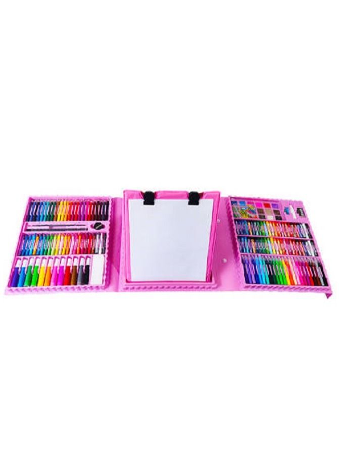 208 Piece Children Drawing Set Painting Kit Gift for Children Kids,With Papers, with Double Sided Trifold Easel,Pencils,Watercolor Pens and Cakes,Drawing Board,Oil Pastels,Best Gift  - Image 4