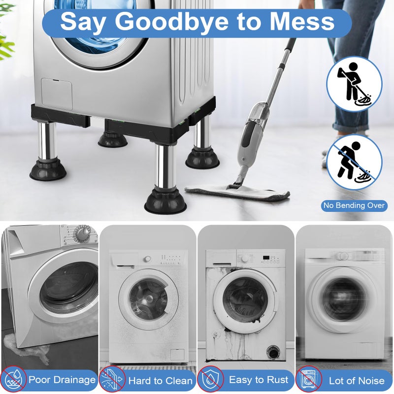 Tolanbbt Mini Fridge Stand Adjustable Height 8.3""-9.3"" Washer And Dryer Stand Base With 4 Strong Feet Washing Machine Stand Universal Stand Base For 16""-24"" Furniture Portable Appliance Pedestal Black - Image 5