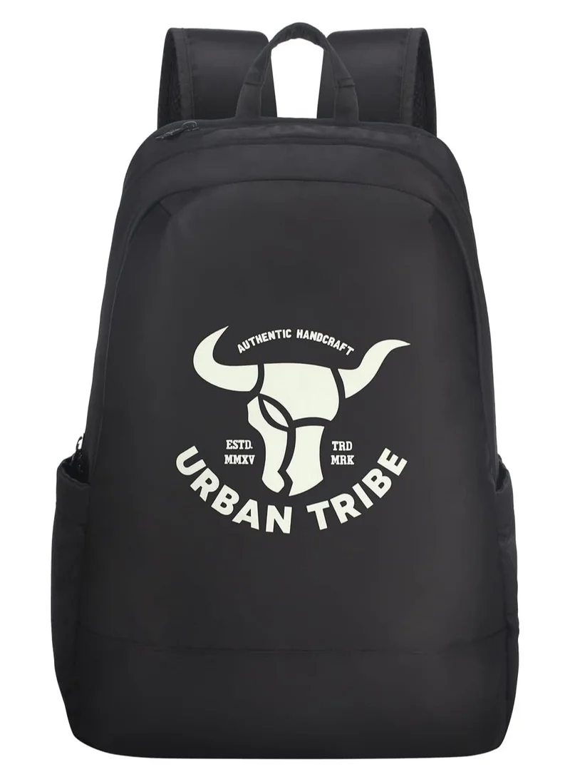 إربان ترايب URBAN TRIBE Night Rider 15.6 Inch Laptop Backpack for Men & Women | 23 L Smart Black Casual Backpack | Glow In Dark Multi Pocket & Water Repellent, Black, M, Authentic